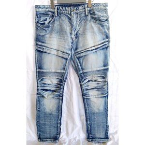 Smoke Rise Jeans Y2K 1991 Vintage Mens 40x32 Acid Wash Moto Hip Hop Jeans EUC